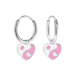 Boucles d'oreilles créole avec breloque yin yang en argent - FR20764